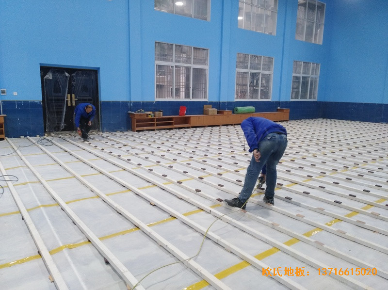 湖南婁底市建設銀行羽毛球館體育地板鋪裝案例1